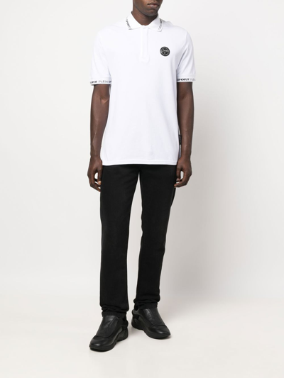 Plein Sport Logo-patch Short-sleeve Polo Shirt In White