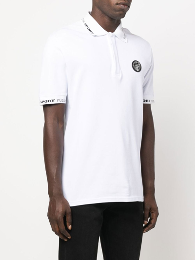 Plein Sport Logo-patch Short-sleeve Polo Shirt In White