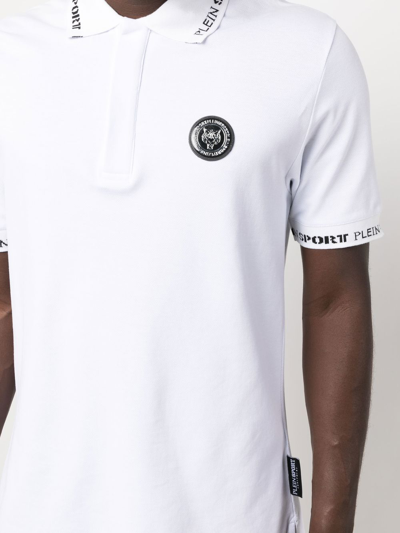 Plein Sport Logo-patch Short-sleeve Polo Shirt In White