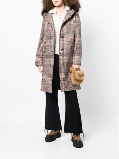 Cinzia Rocca Plaid-check Print Hooded Coat In Brown