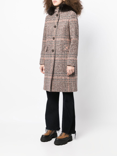 Shop Cinzia Rocca Plaid-check Print Hooded Coat In Brown