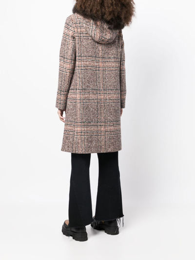 Shop Cinzia Rocca Plaid-check Print Hooded Coat In Brown