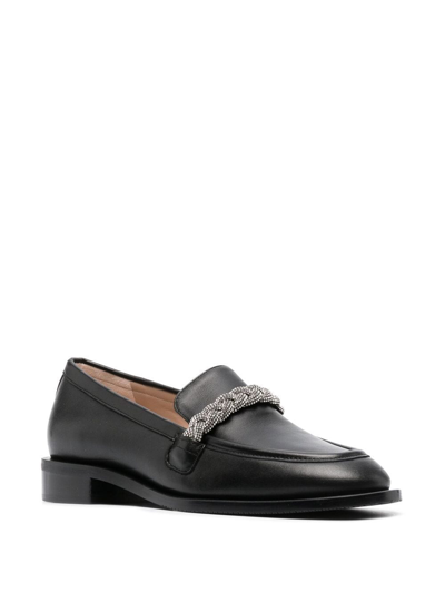 Stuart Weitzman Crystal-embellished Chain-link Loafers In Schwarz