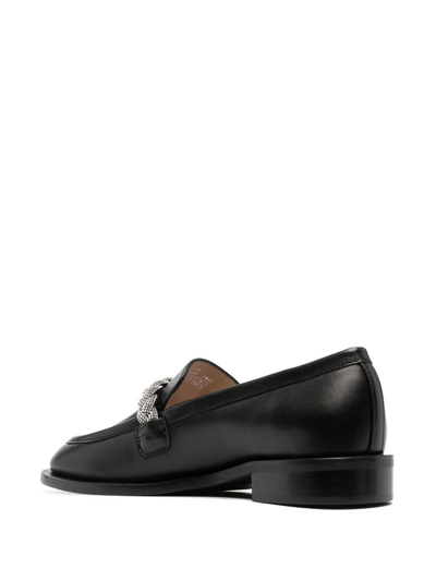 Stuart Weitzman Crystal-embellished Chain-link Loafers In Schwarz