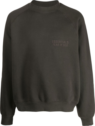 Shop Essentials Logo-appliqué Crew-neck Sweatshirt In Grün