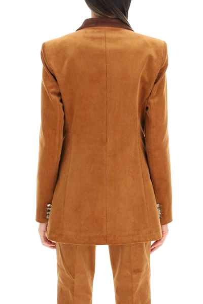 Shop Hebe Studio 'bianca' Double-breasted Cady Blazer In Brown