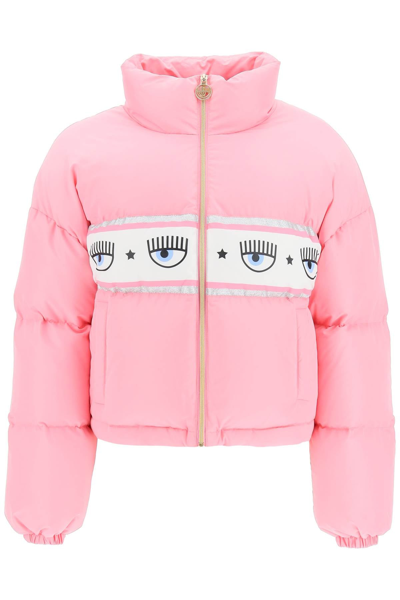 Shop Chiara Ferragni Maxilogomania Down Jacket In Pink