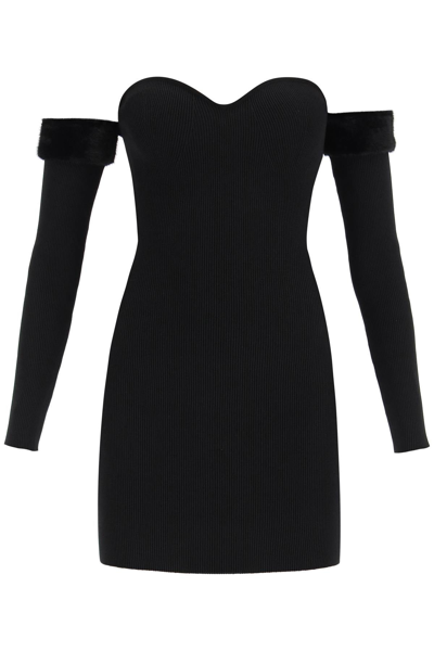 Shop Staud 'josee' Knitted Mini Dress In Black
