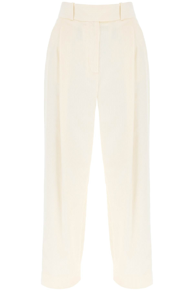 Shop Totême Toteme Corduroy Pleats Trousers In White