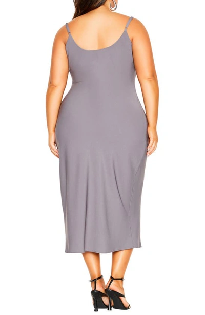 Shop City Chic Chic City Shimmer Cowl Neck Slipdress In Platinum