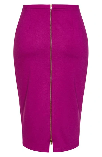 Shop City Chic Hailey Exposed Back Zip Pencil Skirt In Hot Pink