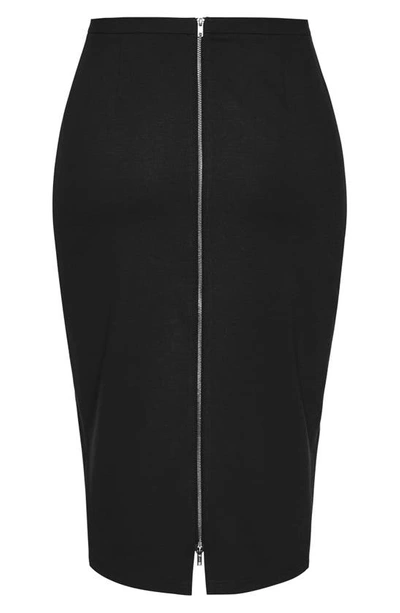 Shop City Chic Hailey Exposed Back Zip Pencil Skirt In Black