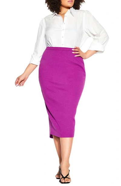 Shop City Chic Hailey Exposed Back Zip Pencil Skirt In Hot Pink