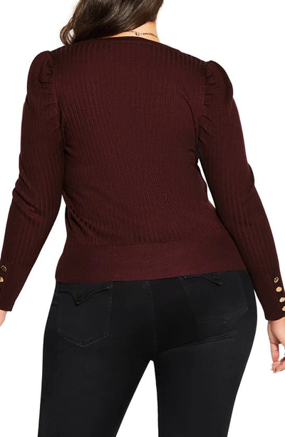 City Chic Trendy Plus Size Rebel Rock Jumper Sweater In Garnet