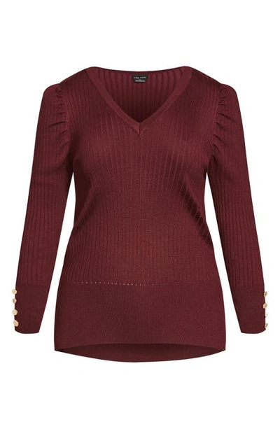 City Chic Trendy Plus Size Rebel Rock Jumper Sweater In Garnet