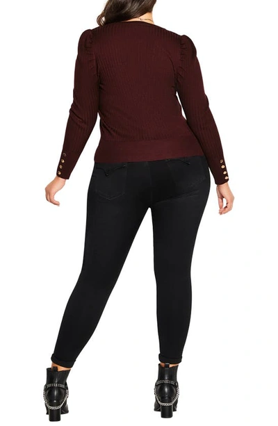City Chic Trendy Plus Size Rebel Rock Jumper Sweater In Garnet