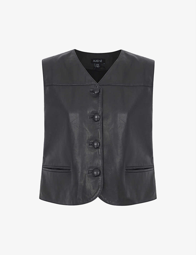Shop Aligne Women's Black Genesis Sleeveless Leather Waistcoat