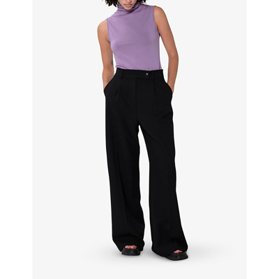 Shop Aligne Women's Black Fedde Straight-leg High-rise Recycled Polyester-blend Trousers Trousers