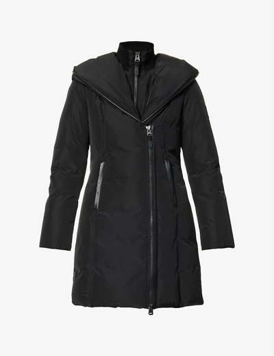 Shop Mackage Women's Black Kay Quilted Regular-fit Shell-down Hooded Coat