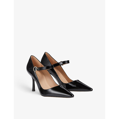 Lk Bennett Camille Pointed-toe Leather Mary-jane Heels In Bla-black