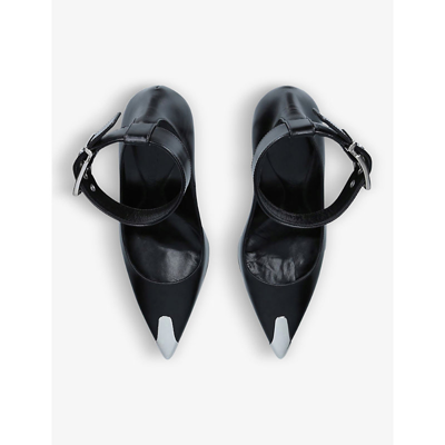 Shop Alexander Mcqueen Women's Black Punk Pointed-toe Leather Courts