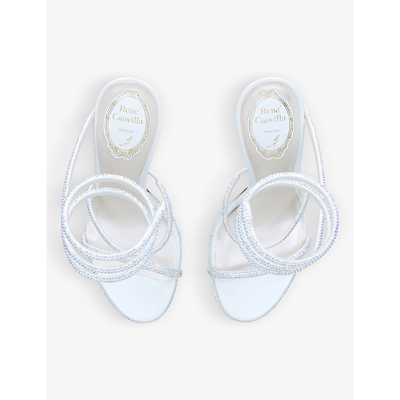 Shop René Caovilla Rene Caovilla Women's White Cleo Crystal-embellished Leather Heeled Sandals