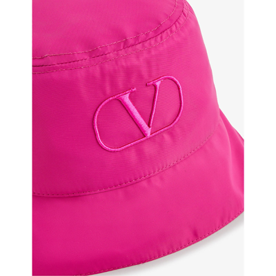 Shop Valentino Vlogo-embroidered Shell Bucket Hat In Pink Pp