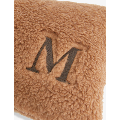 Shop Max Mara Monogram Fur And Silk-blend Pillow 43cm X 27cm In Black