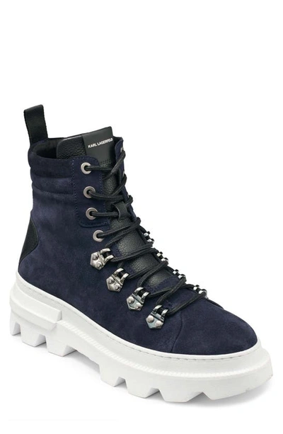 Shop Karl Lagerfeld Plain Toe Boot In Blue