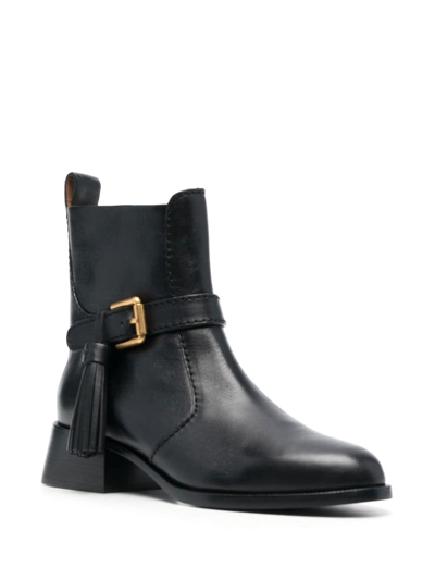 Shop See By Chloé Leather Buckled Boots In Schwarz