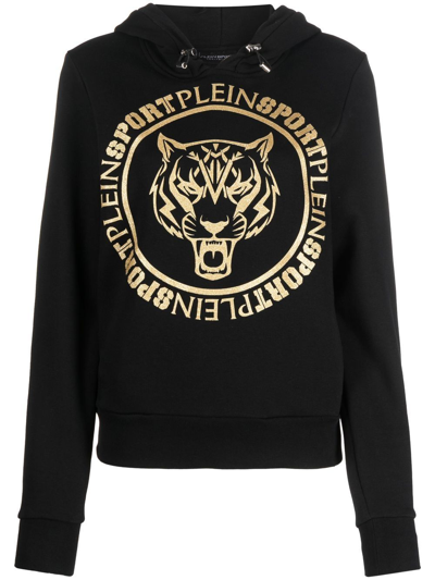 Shop Plein Sport Logo-print Tiger Hoodie In Black