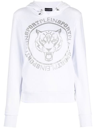 Shop Plein Sport Logo-print Tiger Hoodie In White