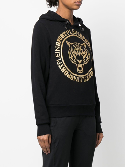 Shop Plein Sport Logo-print Tiger Hoodie In Black