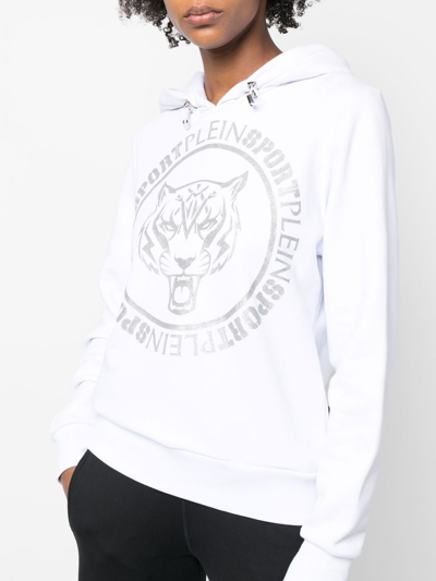 Plein Sport Logo-print Tiger Hoodie In White