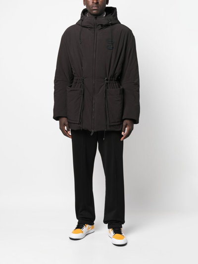 Shop Off-white Logo-patch Padded Jacket In Schwarz