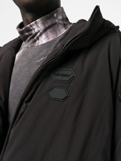 Shop Off-white Logo-patch Padded Jacket In Schwarz
