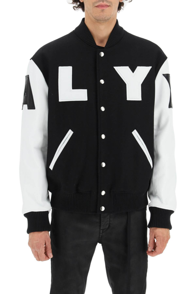 Shop Alyx 1017  9sm Wool And Leather Varsity Jacket In Multicolor