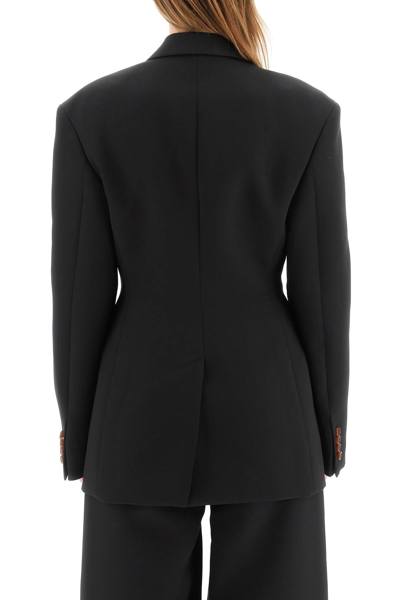 Shop Acne Studios Double-breasted Jacket With Oversized Shoulders In Black