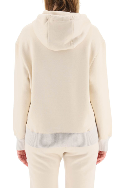 Shop Agnona Logo Hoodie With Cashmere Finishings In Beige