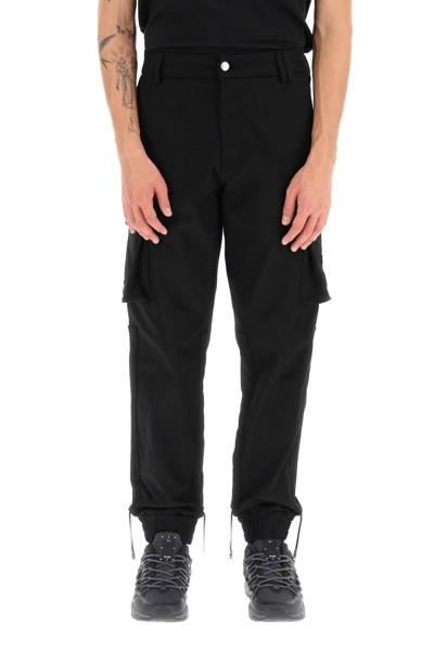 Shop Gcds Cotton Cargo Pants With Drawstrings In Black