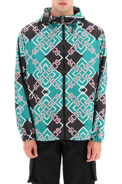 Gcds Monogram-pattern Zip-up Jacket In Green