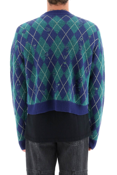 Shop Liberal Youth Ministry Diamond-patterned Distressed Sweater In Multicolor