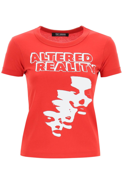 Shop Raf Simons 'altered Reality' Print T-shirt In Red