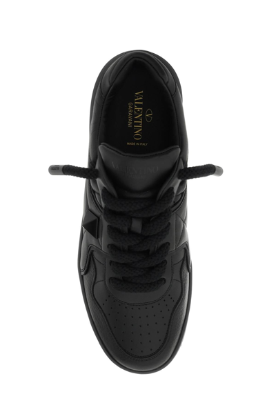 Valentino One Stud Xl Nappa Leather Sneakers In Black