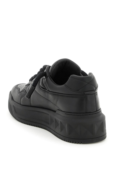 Valentino One Stud Xl Nappa Leather Sneakers In Black