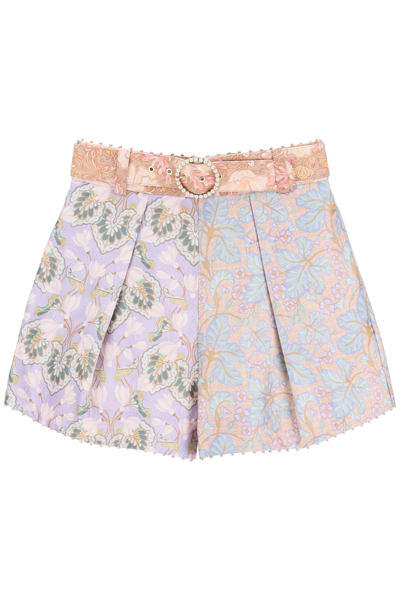 Shop Zimmermann 'kaleidoscope' Silk Cotton Shorts In Multicolor