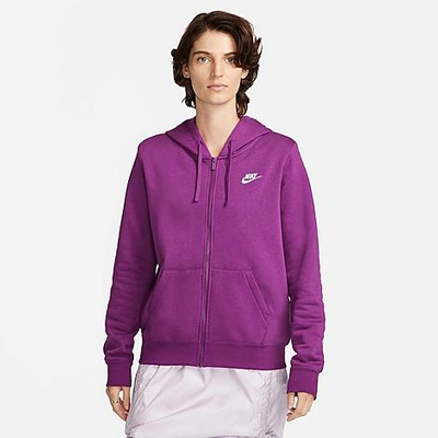 Shop Nike Women's Sportswear Club Fleece Full-zip Hoodie In Viotech/white