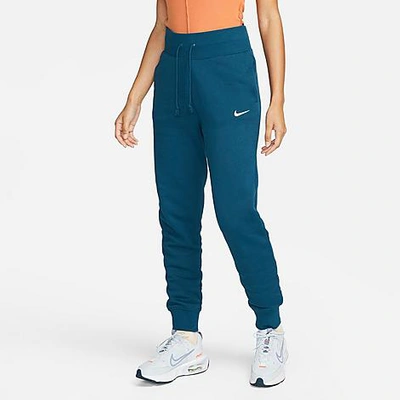 Shop Nike Women's Sportswear Phoenix Fleece High-waisted Jogger Sweatpants In Valerian Blue/sail