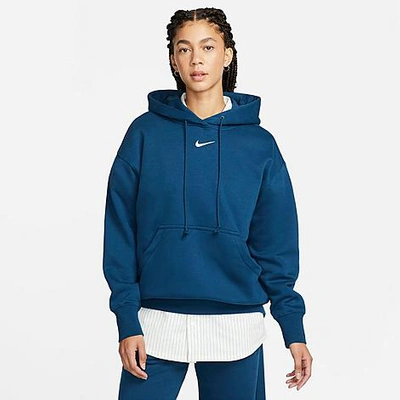 Shop Nike Women's Sportswear Phoenix Fleece Oversized Pullover Hoodie In Valerian Blue/sail