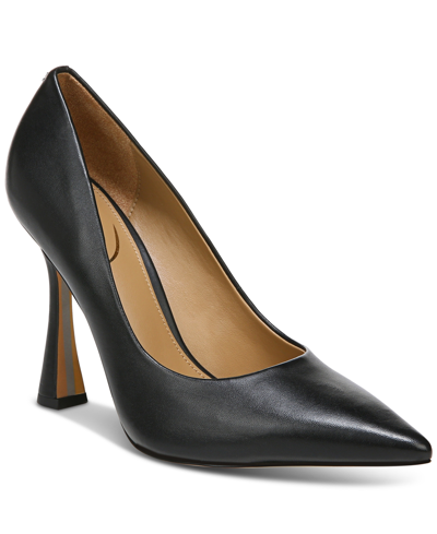 Shop Sam Edelman Women's Antonia Flared-heel Pumps Women's Shoes In Black Leather